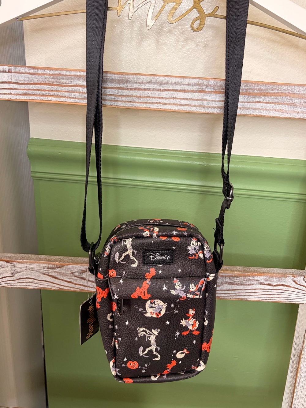 Disney Black Halloween-Themed Crossbody Belt Bag with Orange Accents